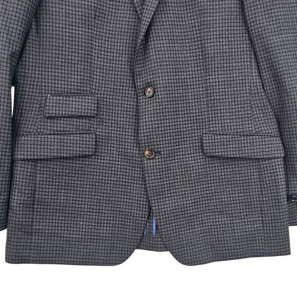 Ted Baker Mens 44L No Ordinary Joe Wool Black Gray Plaid Suit Coat NWOT - Picture 3 of 15